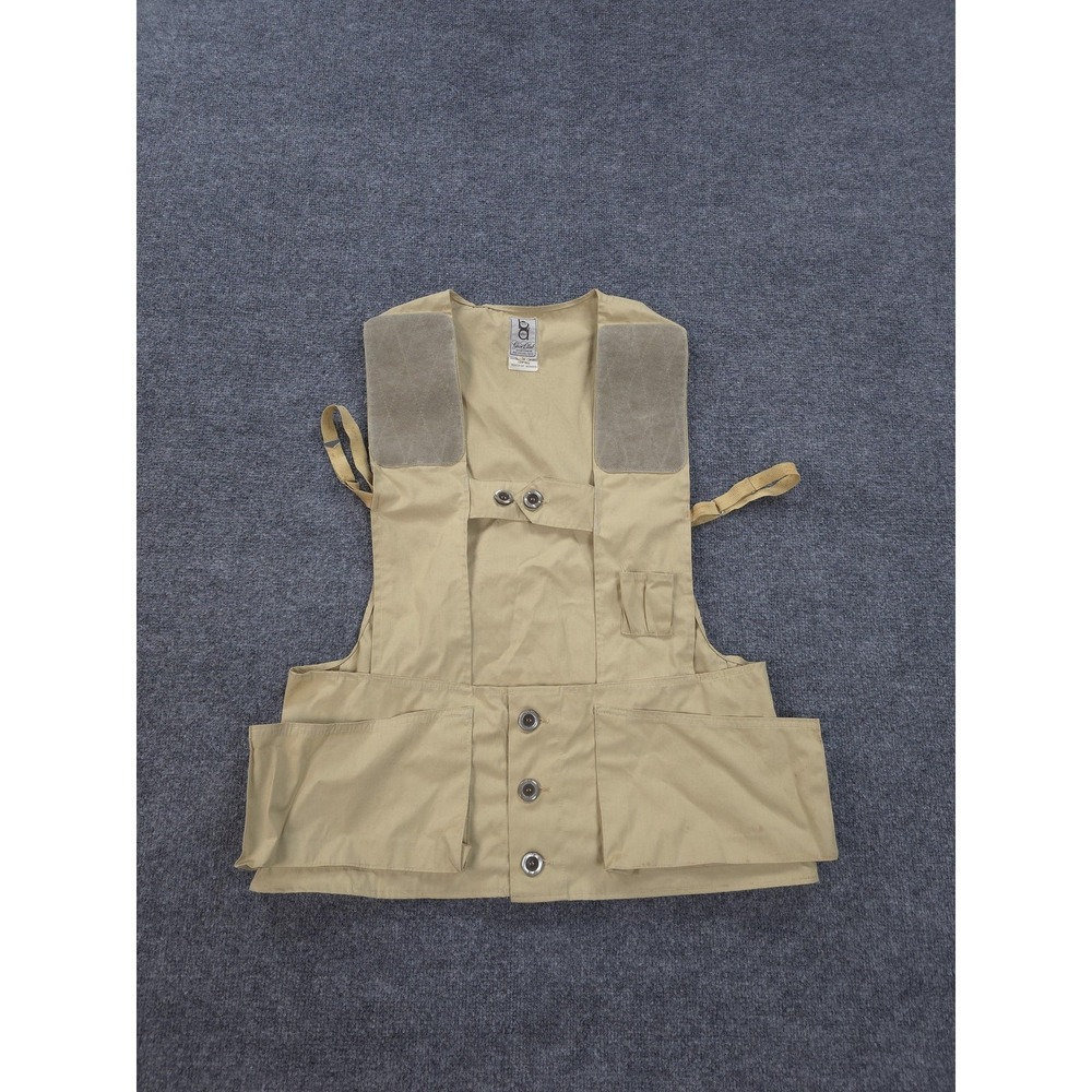 Vintage Bob‎ Allen Vest Mens Medium Beige Gun Club Shooting Hunting Canvas Skeet